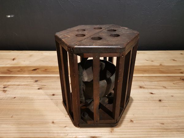 陵】r69za27r 時代 安全炬燵 回転こたつ 行火 ・民芸品・ 検索) 古民具