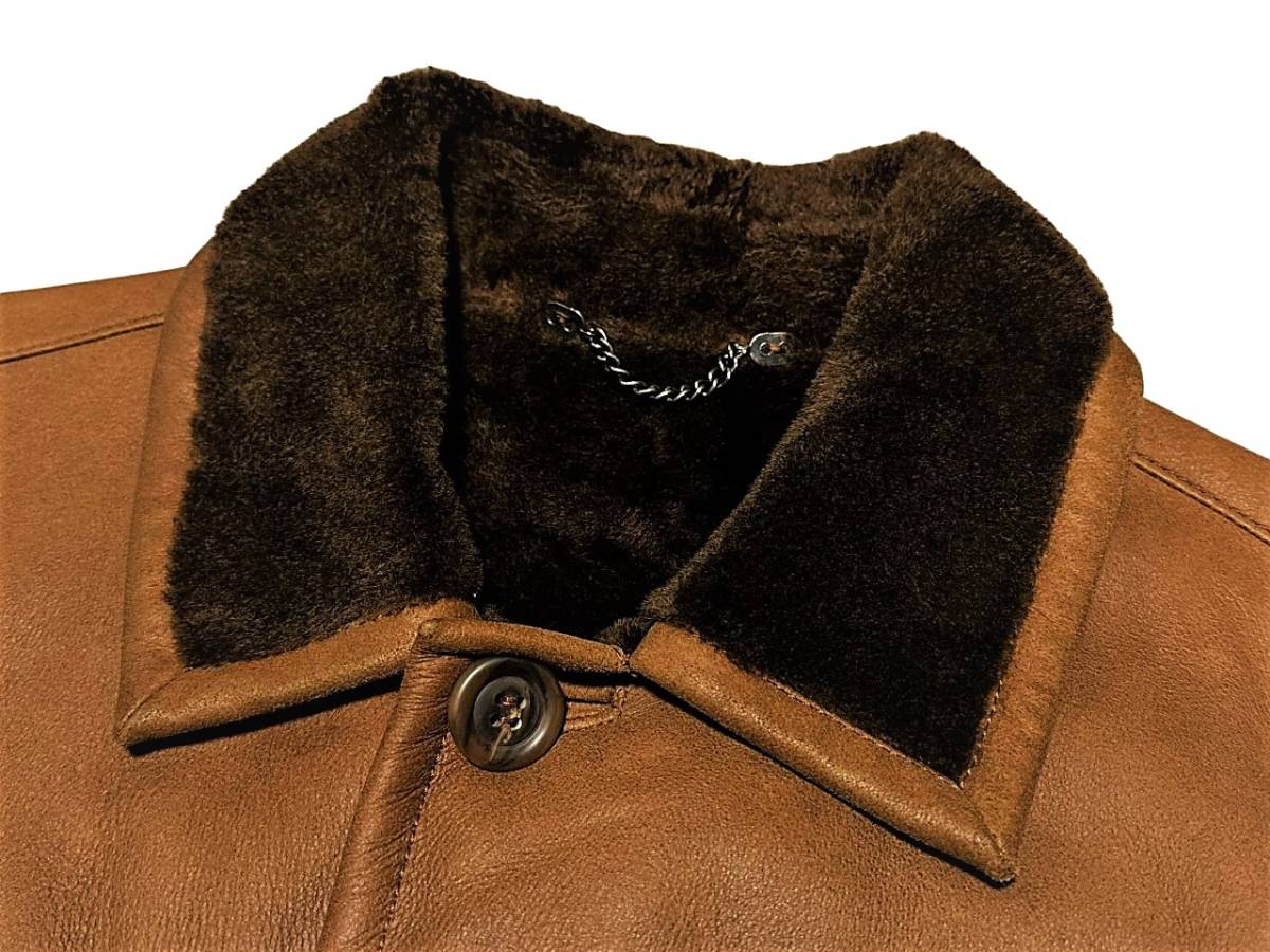 最高級 シアリング SHEARLING ムートンコート レザーコート 羊革 50  