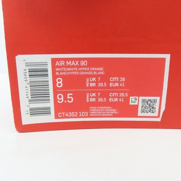 【未使用】 NIKE/ナイキ AIR MAX 90 エアマックス90 CT4352-103/26 /080