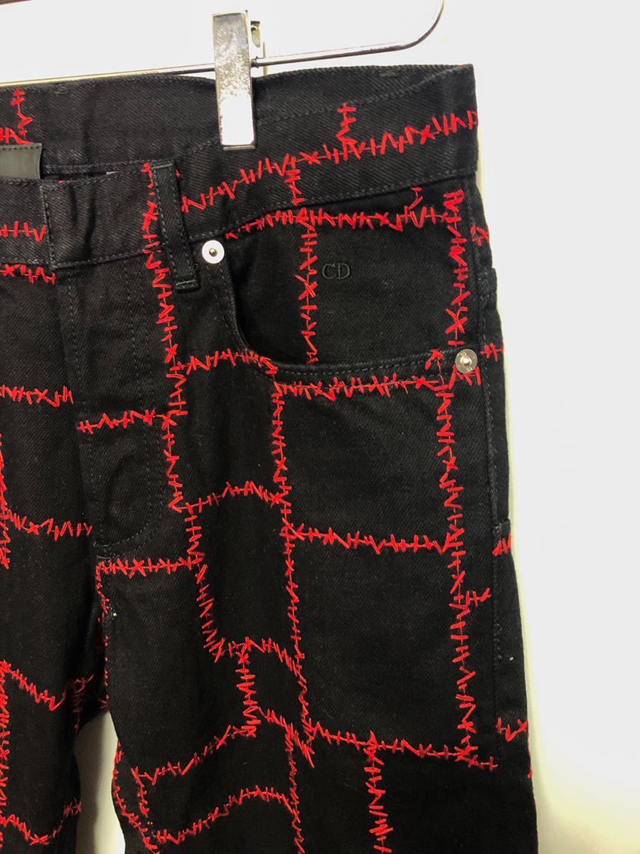 正規品 17ss ディオールオム ステッチワークデニムパンツ 28 Dior 