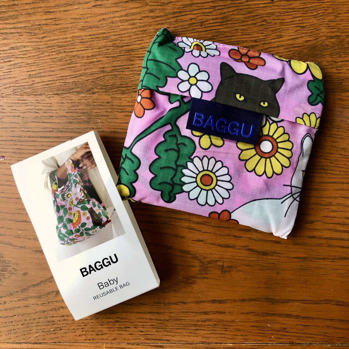 BAGGU BABY BAGGU 廃盤柄 2021秋 キャット×デイジー ベビーバグゥ エコ