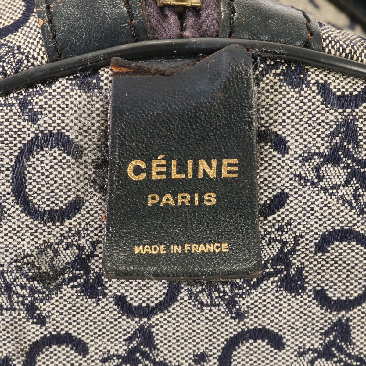 セリーヌ マカダム柄 CELINE 1円 PVC×レザー ミニボストン バッグ 
