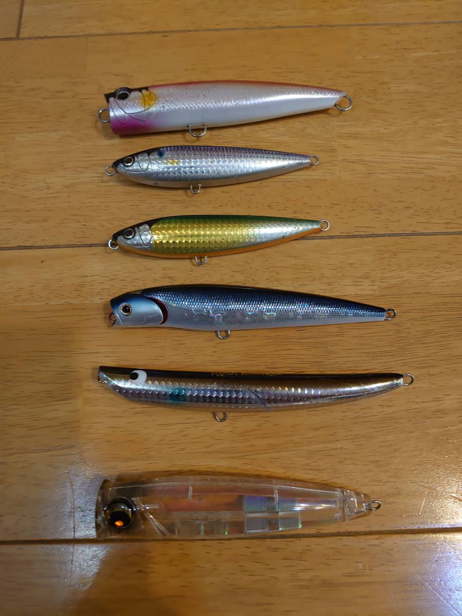 中古 トップウォータールアー6本セット 送料無料 ショアキャスティング 青物 ブリトップ ヒラマサ シマノ ダイワ PDG デュエル ポジドラ