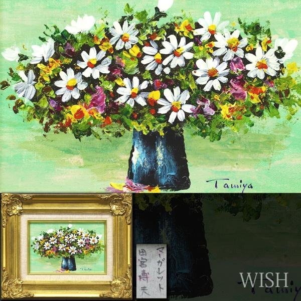 真作WISH田宮博夫「マーガレット」油彩 SM 花 〇應美会会員 岐阜