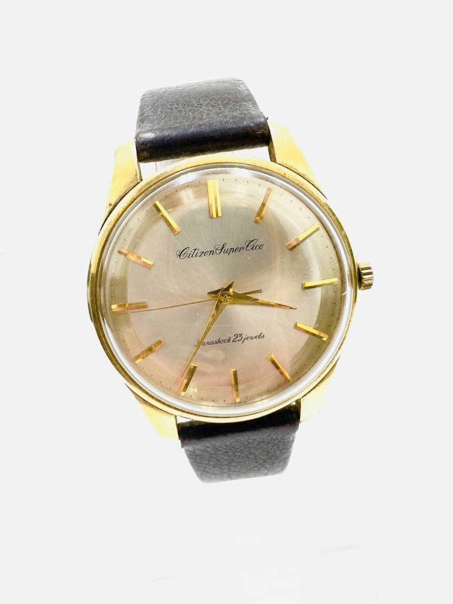 時計〉CITIZEN シチズン SUPER ACE スーパーエース 23石 メンズ レザー