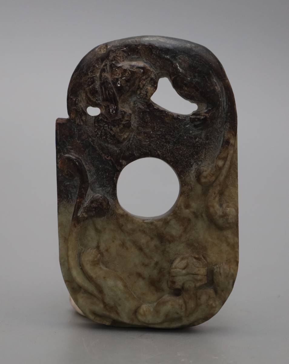 古玉細工彫 白玉 古美術 古玩 中国 雕刻 唐物 本体サイズ9.4ｘ5.8ｘ0.9cm　重さ 119g_6