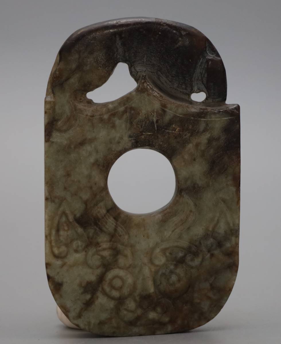 古玉細工彫 白玉 古美術 古玩 中国 雕刻 唐物 本体サイズ9.4ｘ5.8ｘ0.9cm　重さ 119g_7