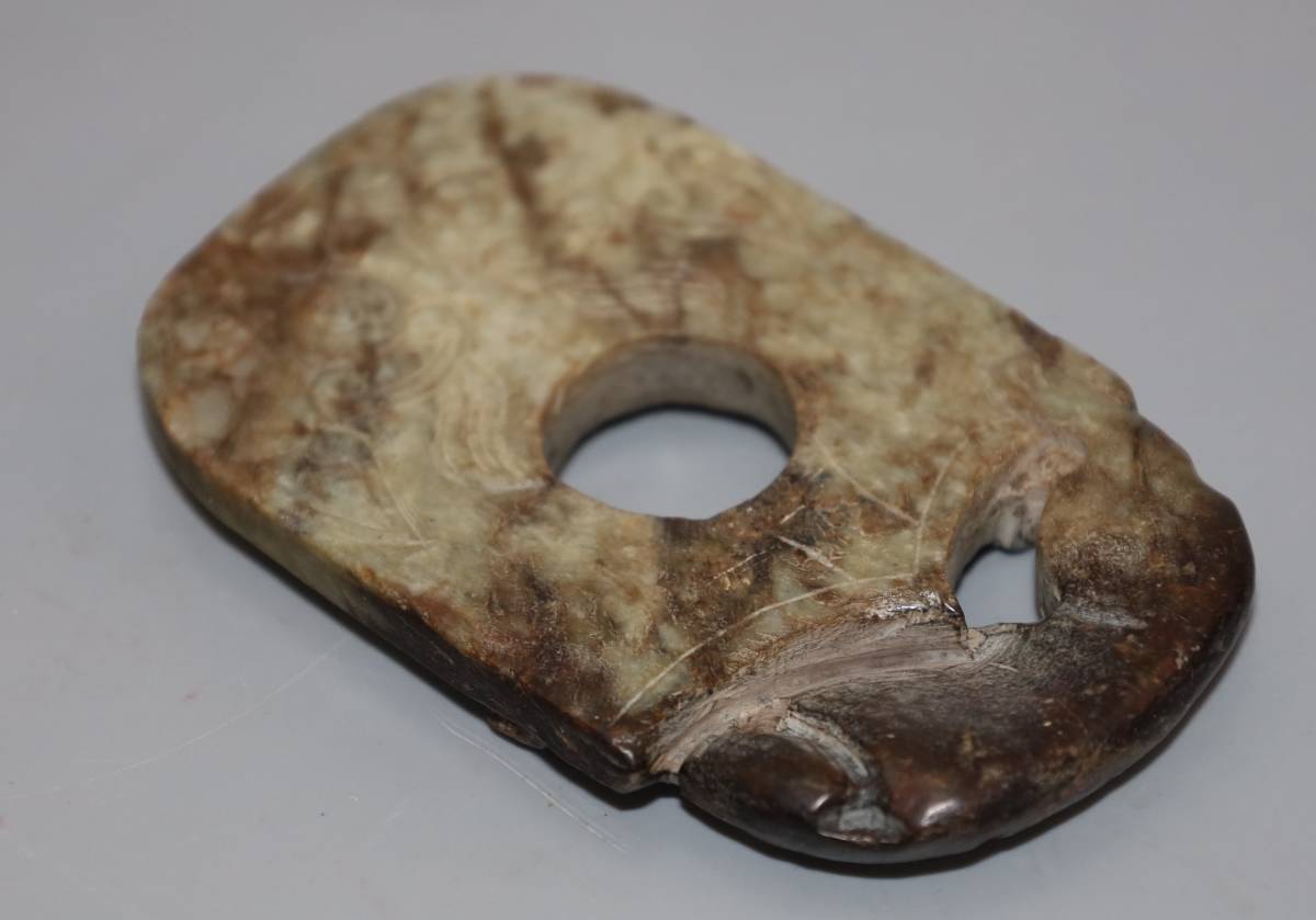 古玉細工彫 白玉 古美術 古玩 中国 雕刻 唐物 本体サイズ9.4ｘ5.8ｘ0.9cm　重さ 119g_8