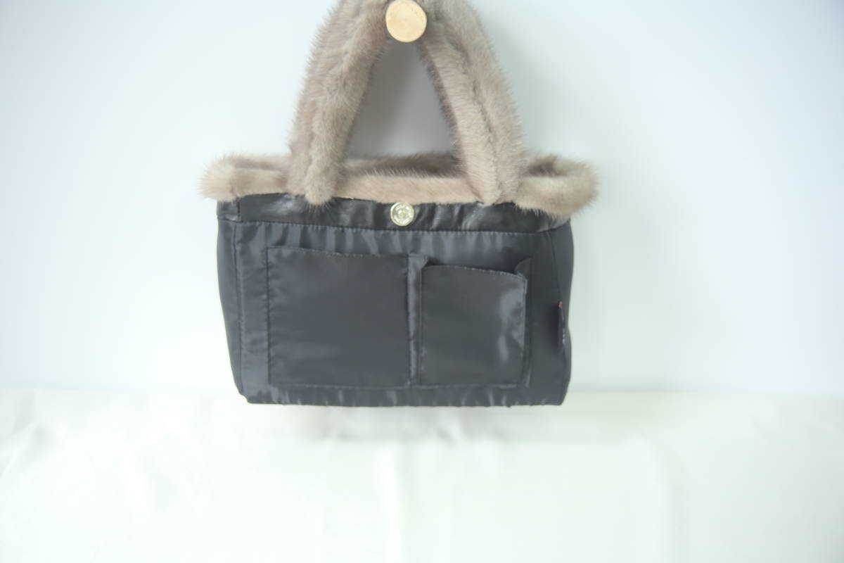 Mink】リアルファーバッグ＊ブルーアイリスミンクA（ハンドメイド