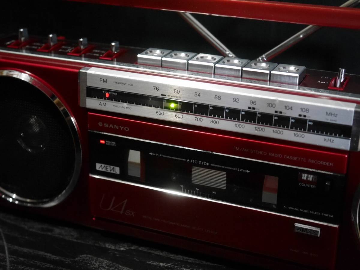 SANYO MR-U4SX (R) ローズレッド 赤 FM/AM ステレオラジオカセット
