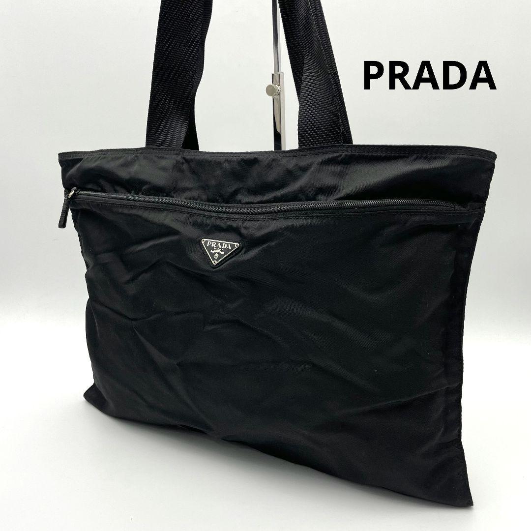 PRADA トートバッグ 黒 ナイロン 三角ロゴ プラダ ショルダーバッグ