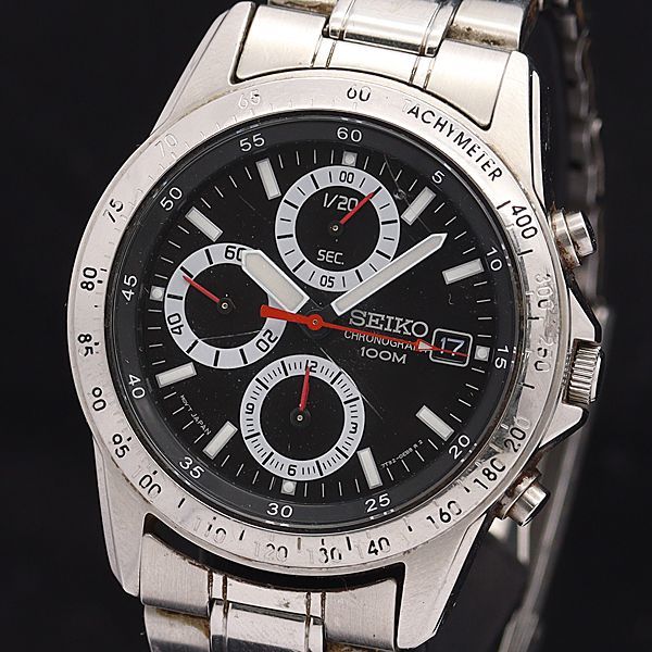 セイコー クロノグラフ 7T92-0DW0 稼働 QZ 1円 良品 SEIKO Yahoo