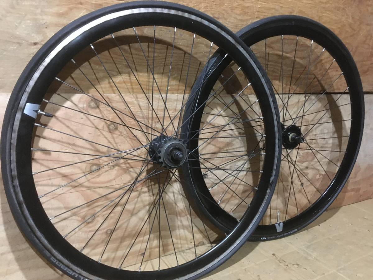 ピストホイール 前後セット ブラック 色抜け有り 中古パーツ ピスト 