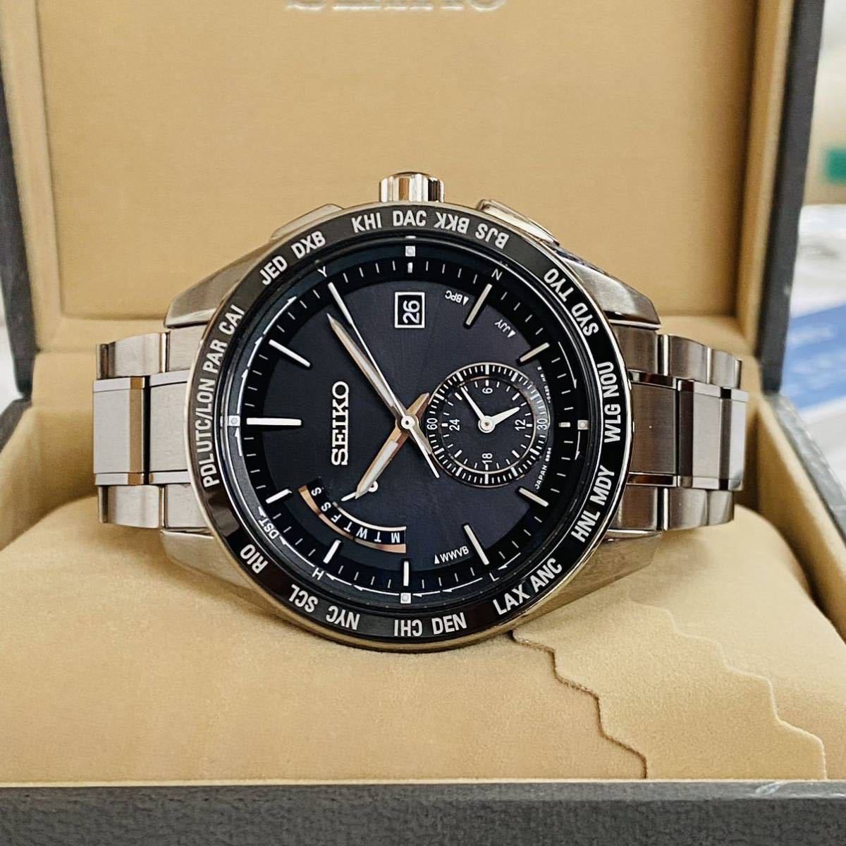 SEIKO ◇ ブライツ 美品 ワールドタイム 電波ソーラー 8B54 セラミック 