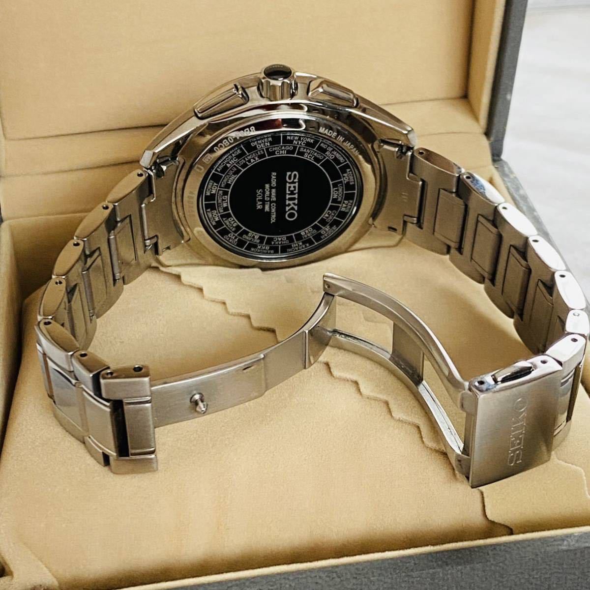SEIKO ◇ ブライツ 美品 ワールドタイム 電波ソーラー 8B54 セラミック 