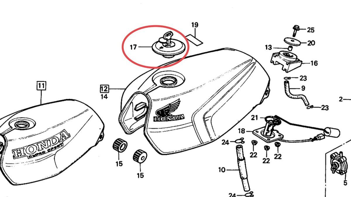 送料無料】ホンダ純正CBX400F CBX550F タンクキャップ キーセット(BEET 
