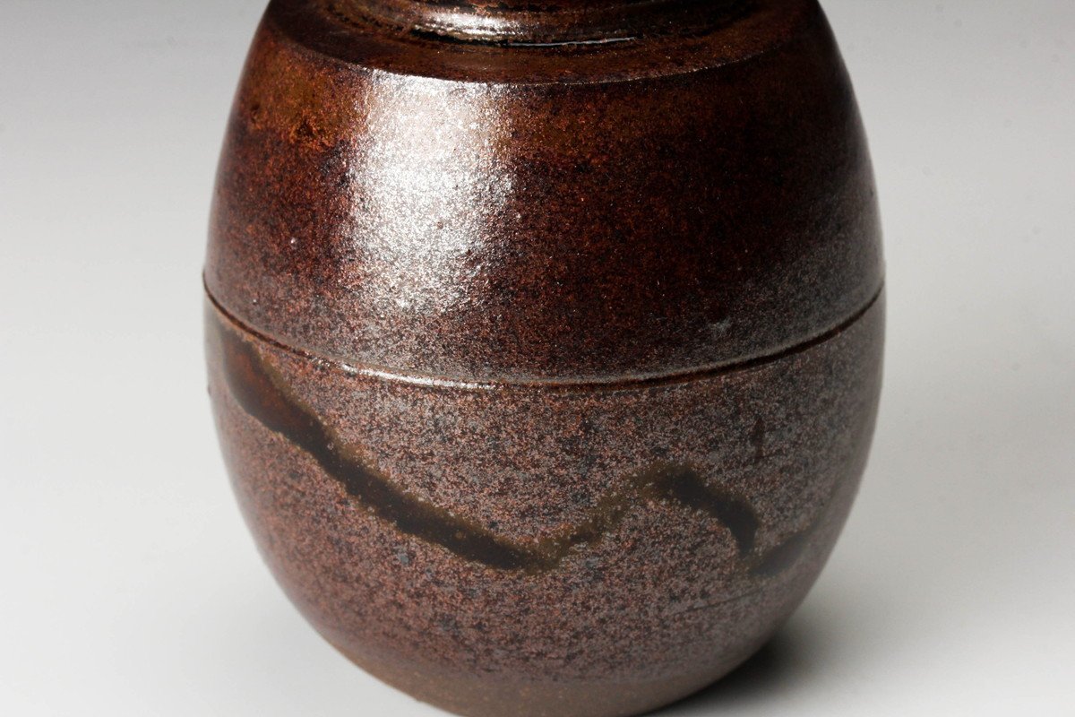 佳香】笹田有祥 摸富士山肩衝茶入 共箱 仕覆(小石畳宝尽くし) 茶道具