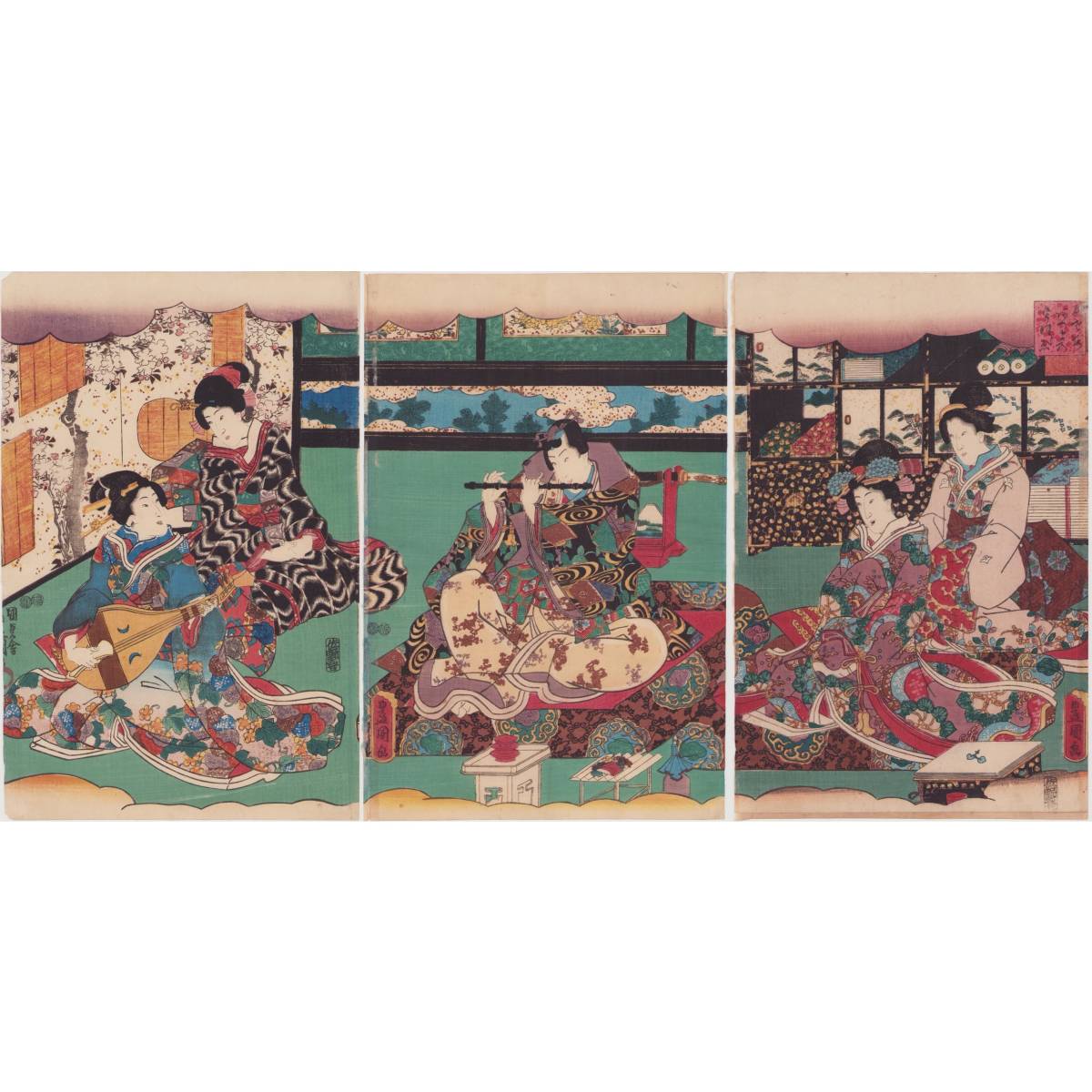 逸品！「三枚続×3組 二枚続×7組」本物 浮世絵 大判