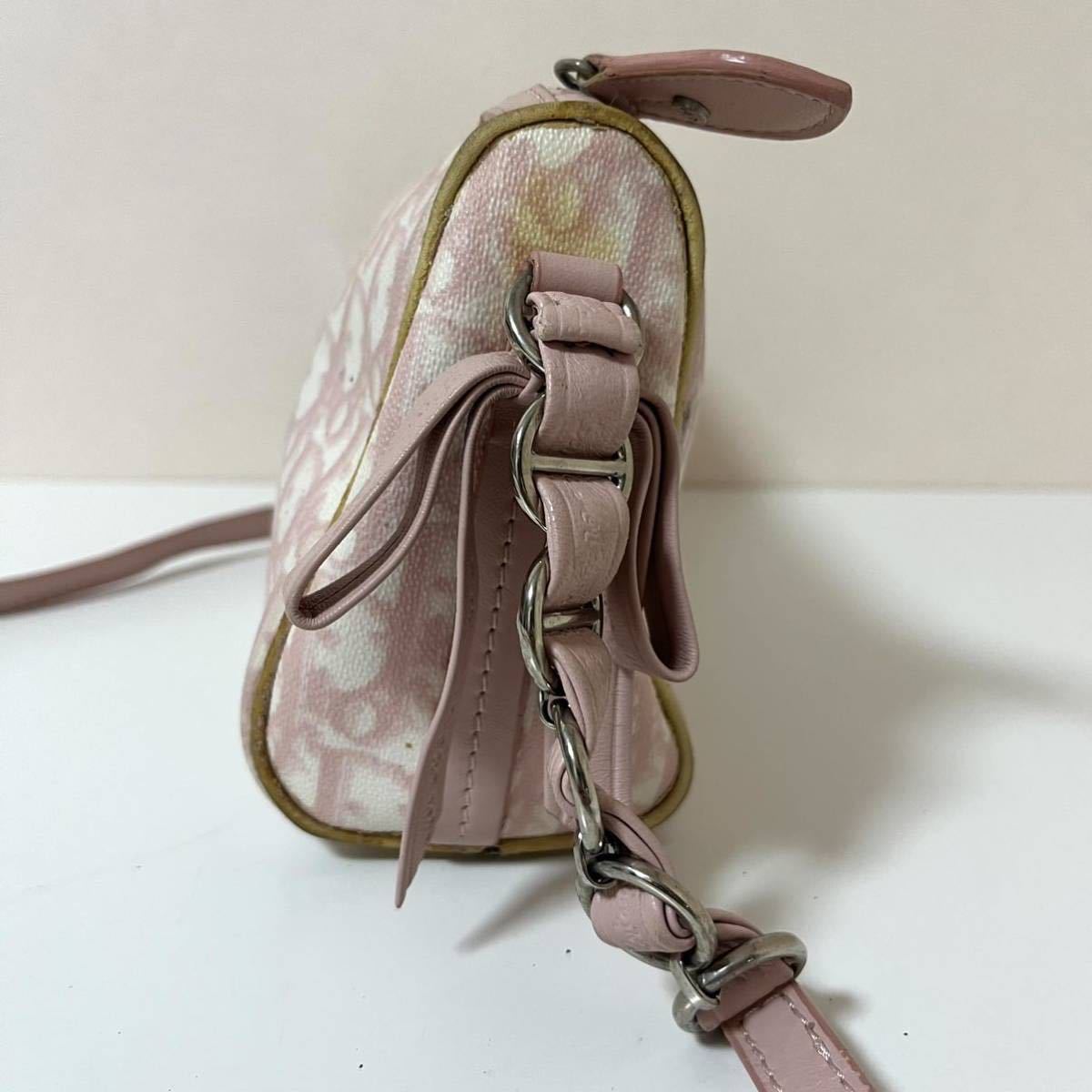 1円スタート ChristianDior クリスチャンディオール　トロッター　ショルダーバッグ　ピンク　チェーン　リボン　ピンクトロッター　高級感