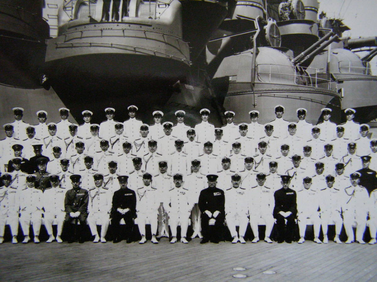 A40)464 写真 古写真 戦前 船舶 軍艦 記念写真 集合写真 おそらく 戦艦