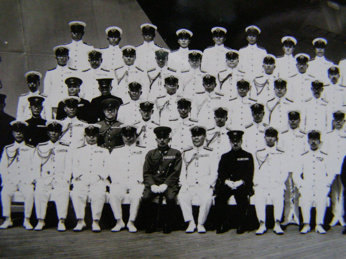 A40)464 写真 古写真 戦前 船舶 軍艦 記念写真 集合写真 おそらく 戦艦