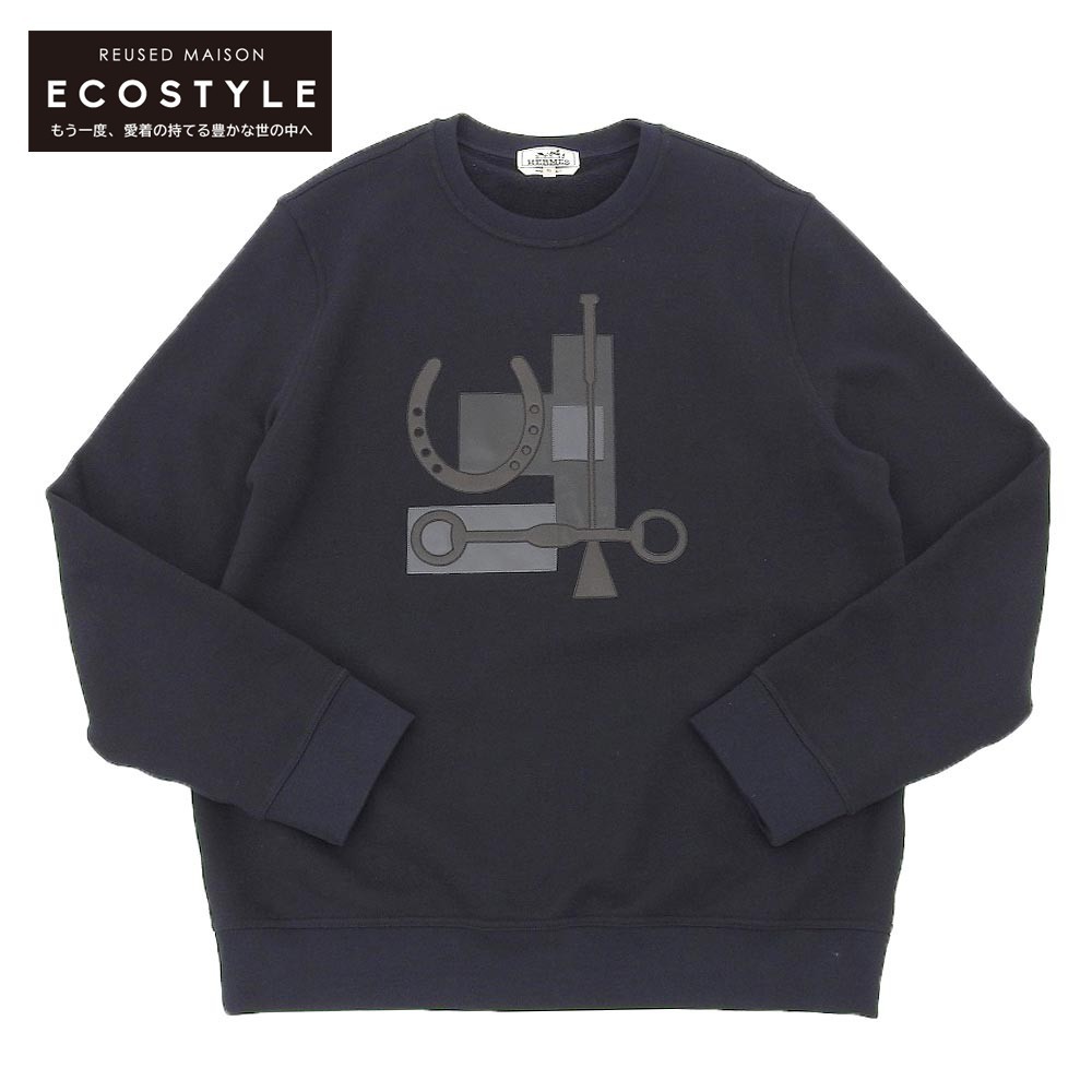 HERMES エルメス SPORT CAPSULE NAVY SWEATER クルーネック ニットセーター/ トップス XL ネイビー メンズ