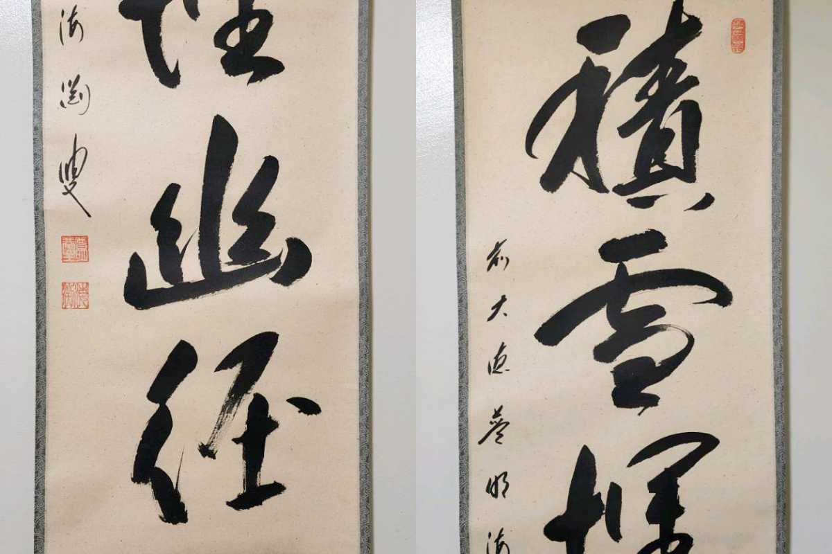 掛け軸 大徳寺派蔵雲寺 矢野一甫『 白馬入蘆花 』紙本 茶掛 茶道具