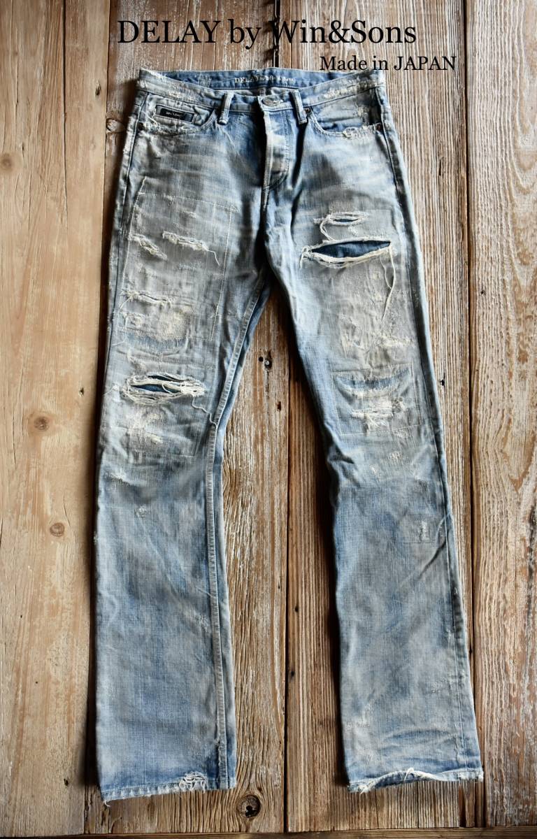 希少 名作 日本製 DELAY by Win&Sons ヴィンテージ 加工 デニム パンツ 