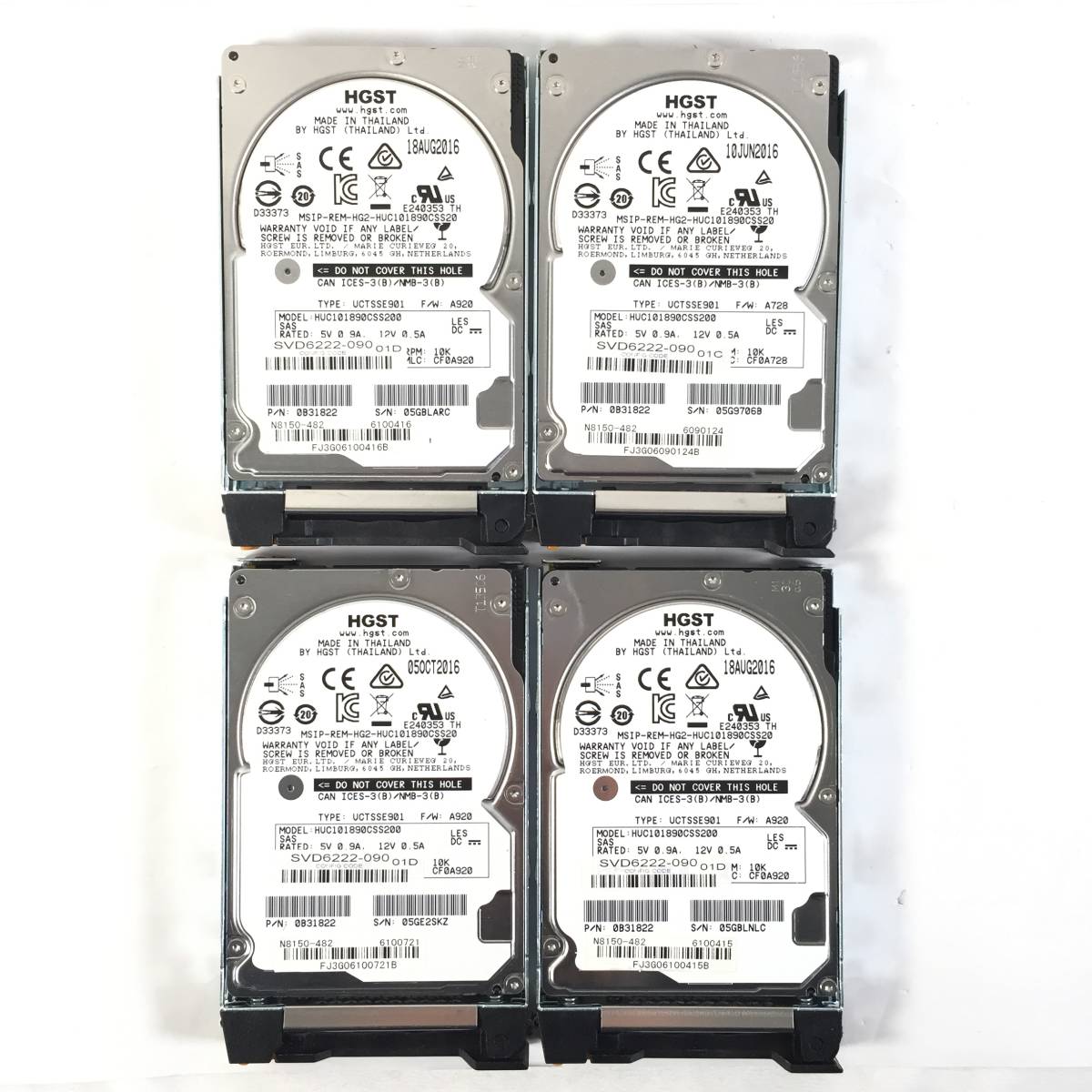 K4120664 HGST 900GB SAS 10K 2.5インチ NECマウンタ HDD 4点【中古