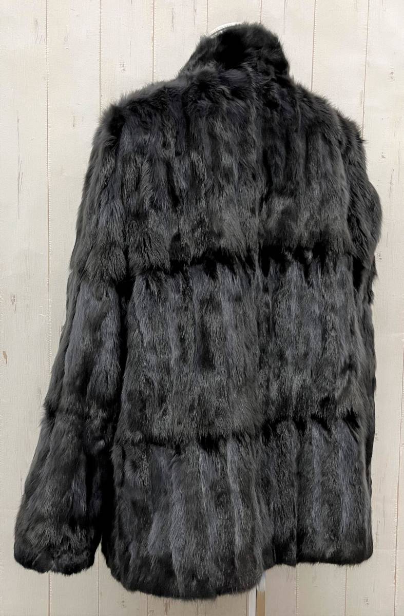 noa-ge】ロシアリス シルク100% リバーシブルファーコート ブラック