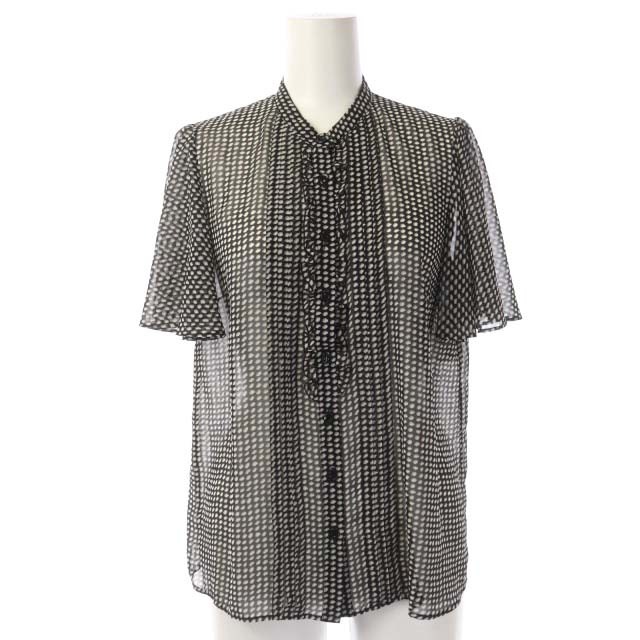 アナイ ANAYI 21SS ドットプリントタイツキブラウス シャツ 半袖 36 黒 