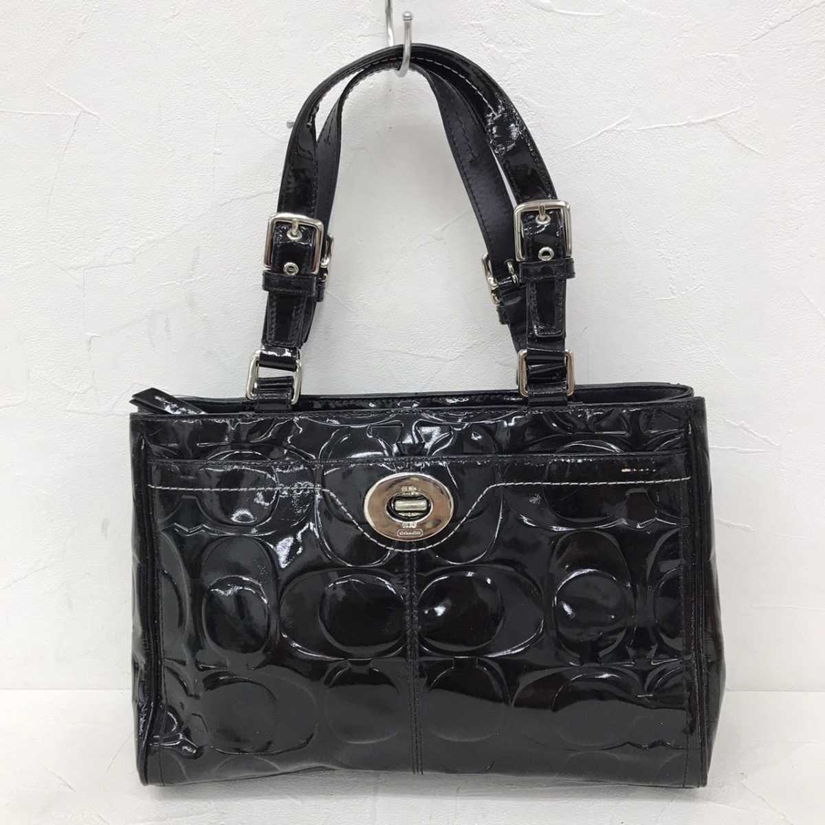COACH コーチ F14413 シグネチャー エナメルレザー トートバッグ 