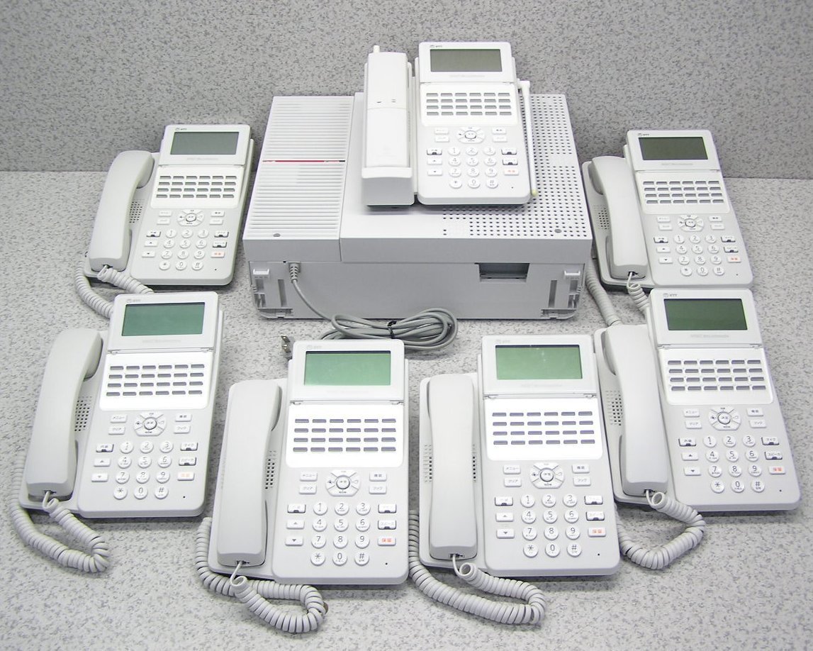 ■NTT αN1 18年製主装置 N1S-ME-(1) /NXSM-1ISDICOU/SLU/SU ＋ 24ボタン電話機 A1-(24)STEL-(2)(W) ×6台 ＋ A1-(24)CCLSTEL(1)(W) お買得