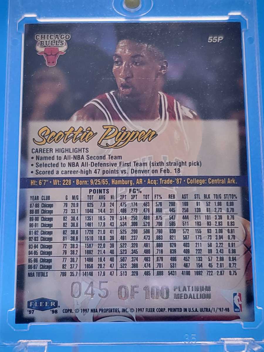 今週の1スタ②】Scottie Pippen 1997-98 Fleer Ultra Platinum 