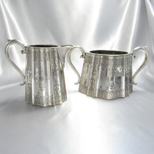 Joseph Rogers】 エドワーディアンのティーセット 3点【シルバープレート】