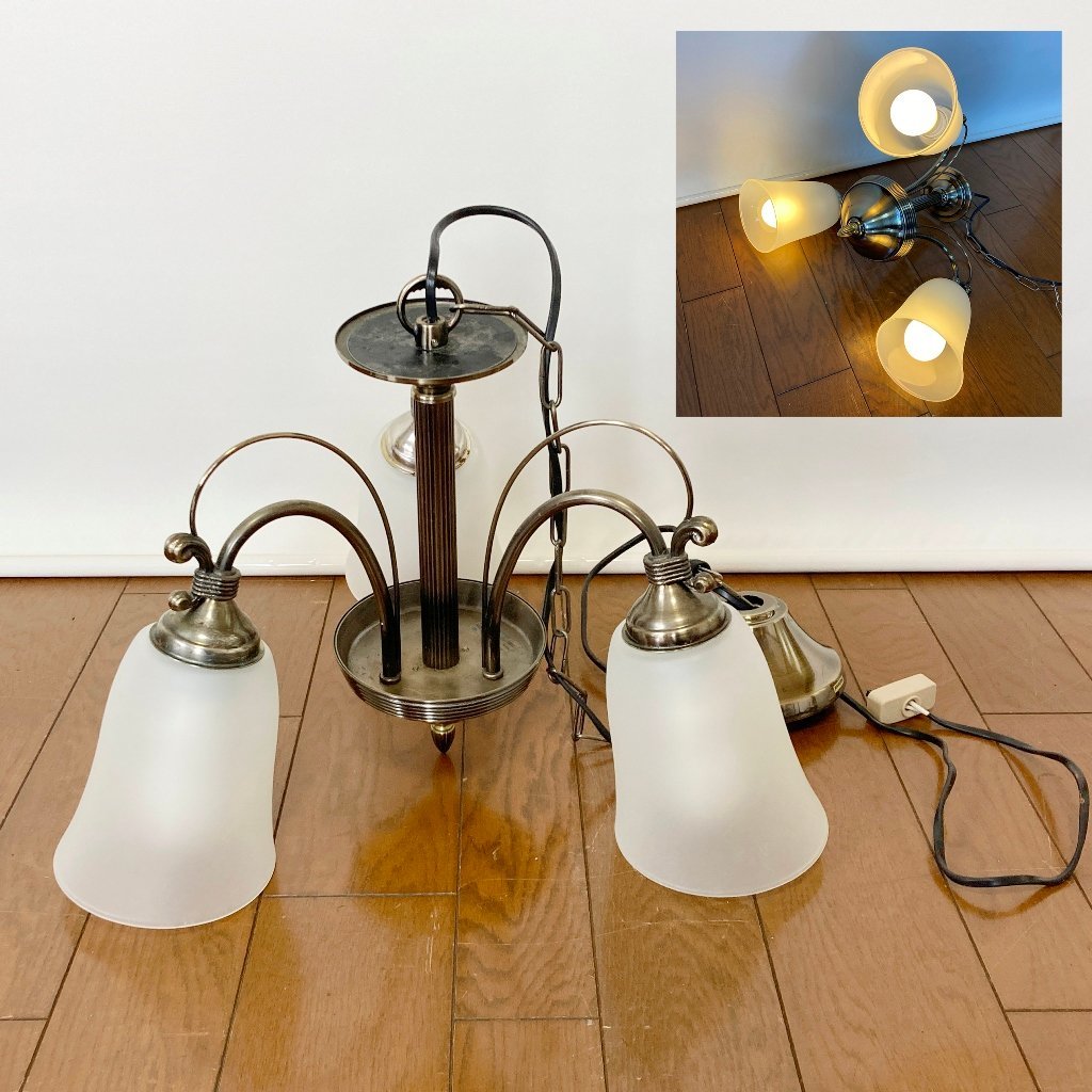 ナショナル National シャンデリア 蛍光灯照明器具 吊下げ HEM3055 半導体式 39W 04年製 インテリア オシャレ 点灯確認済み ■sokox-631#14