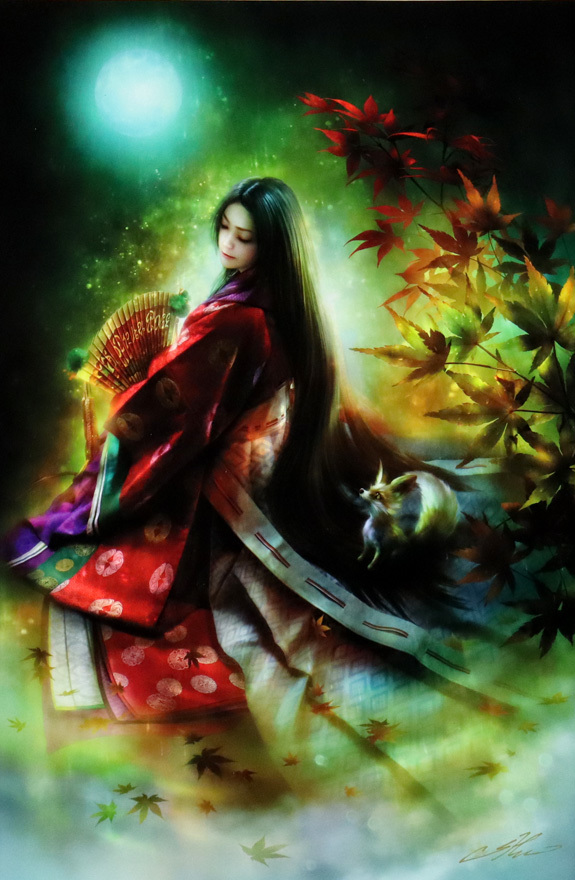 SHU作　紅珠藻姫　ジークレー　絵画 ○SHU○紅珠藻姫（くずもひめ）SP○ジークレー○七尾の狐○妖怪○幻想