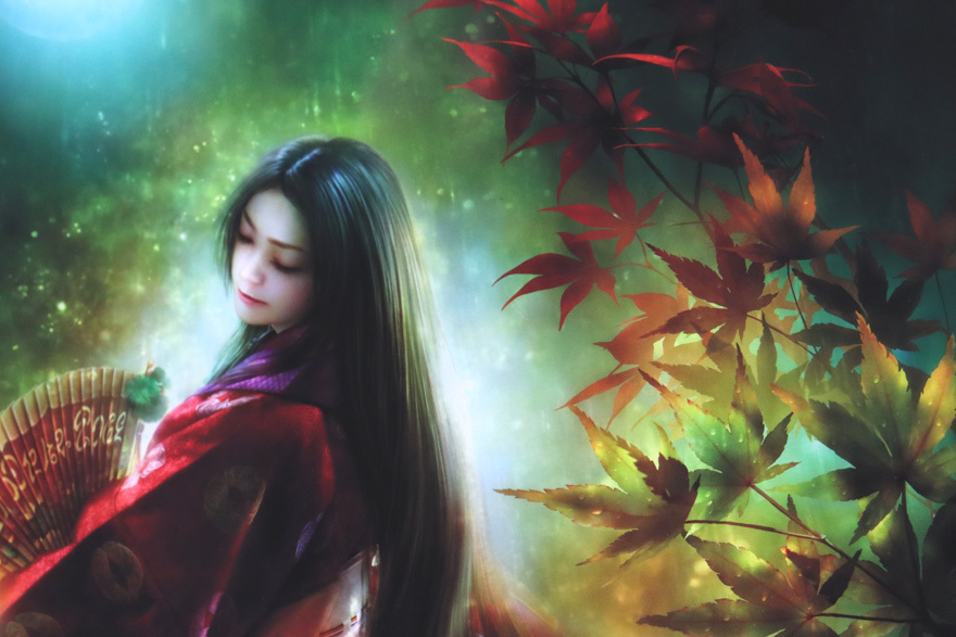 SHU作　紅珠藻姫　ジークレー　絵画 ○SHU○紅珠藻姫（くずもひめ）SP○ジークレー○七尾の狐○妖怪○幻想