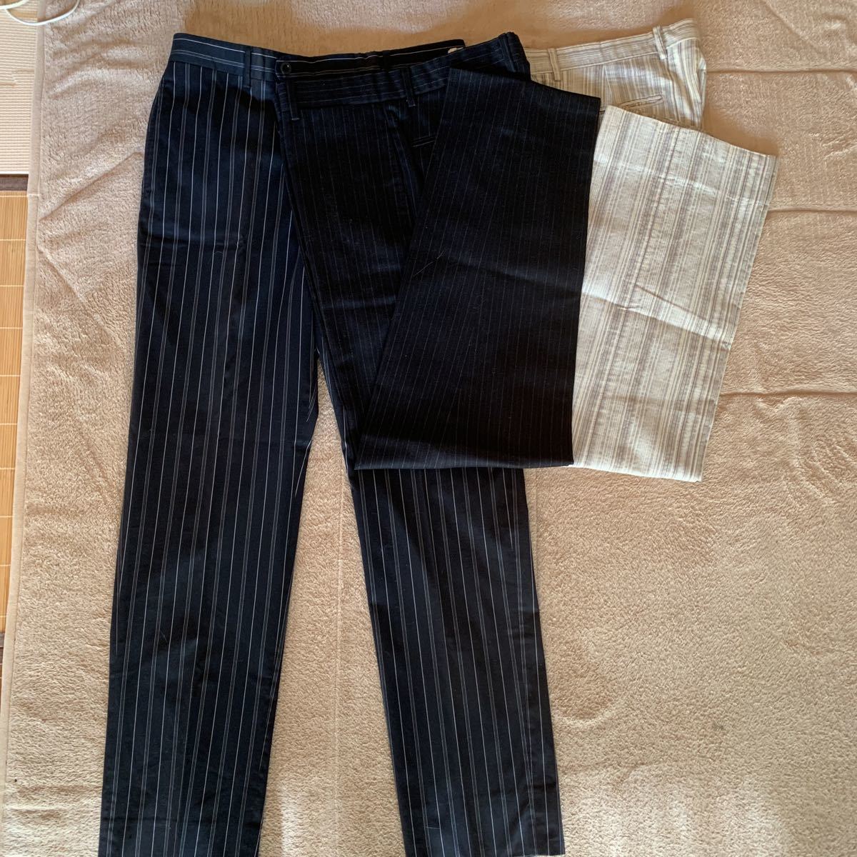 HERMES ネイビー ストライプ スラックス HERMES ネイビー ストライプ スラックス