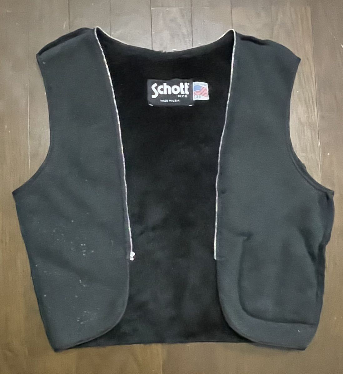 ☆Schott☆ショット☆ライダース用ボアライナー☆ USA製 ☆38インチ☆黒 SCHOTT(ショット) 80\u0027s Boa single liner riders ボア ライナー