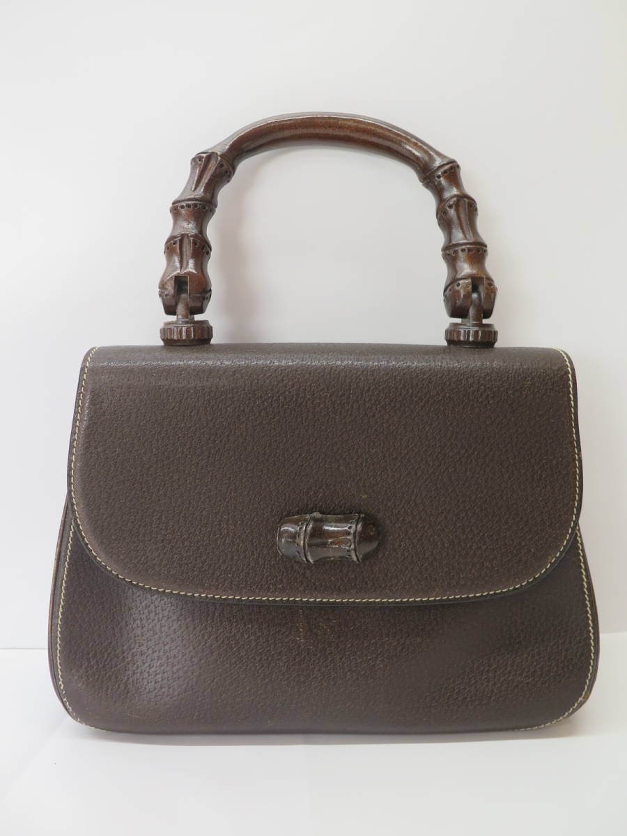 GUCCI　グッチ　オールドグッチ　レザー　バンブーバッグ　ハンドバッグ　茶　ブラウン　90年代のお品