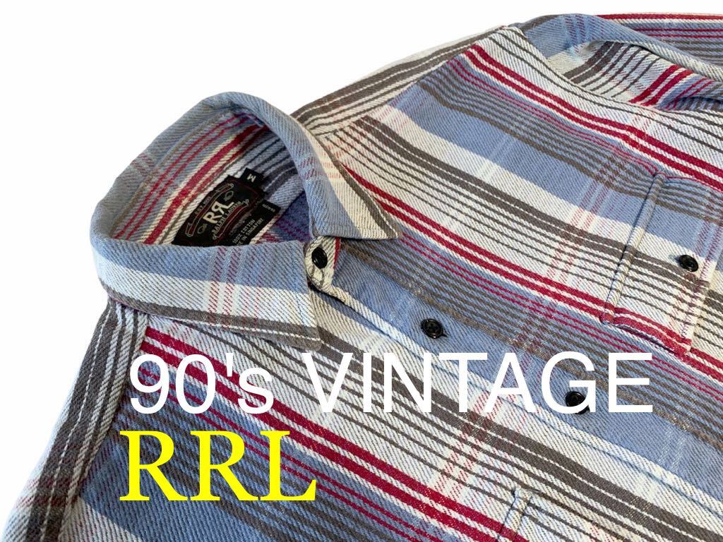 90's VINTAGE 旧タグ 3つ星 RRL ヘビーネルシャツ ワークシャツ ダブルアール Ralph Lauren 90年代 ラルフローレン シャツ ネルシャツ
