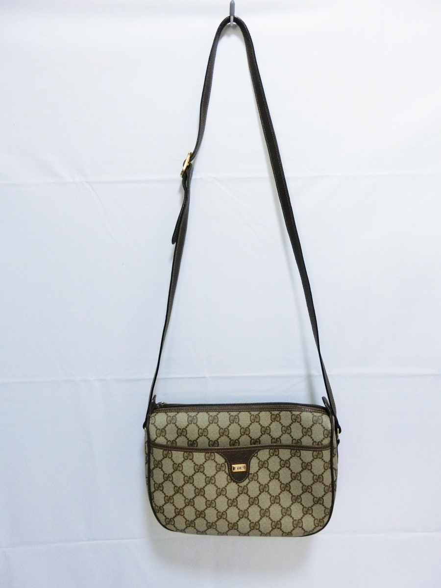 GUCCI グッチ ショルダーバッグ GG柄 PVC レザー オールドグッチ