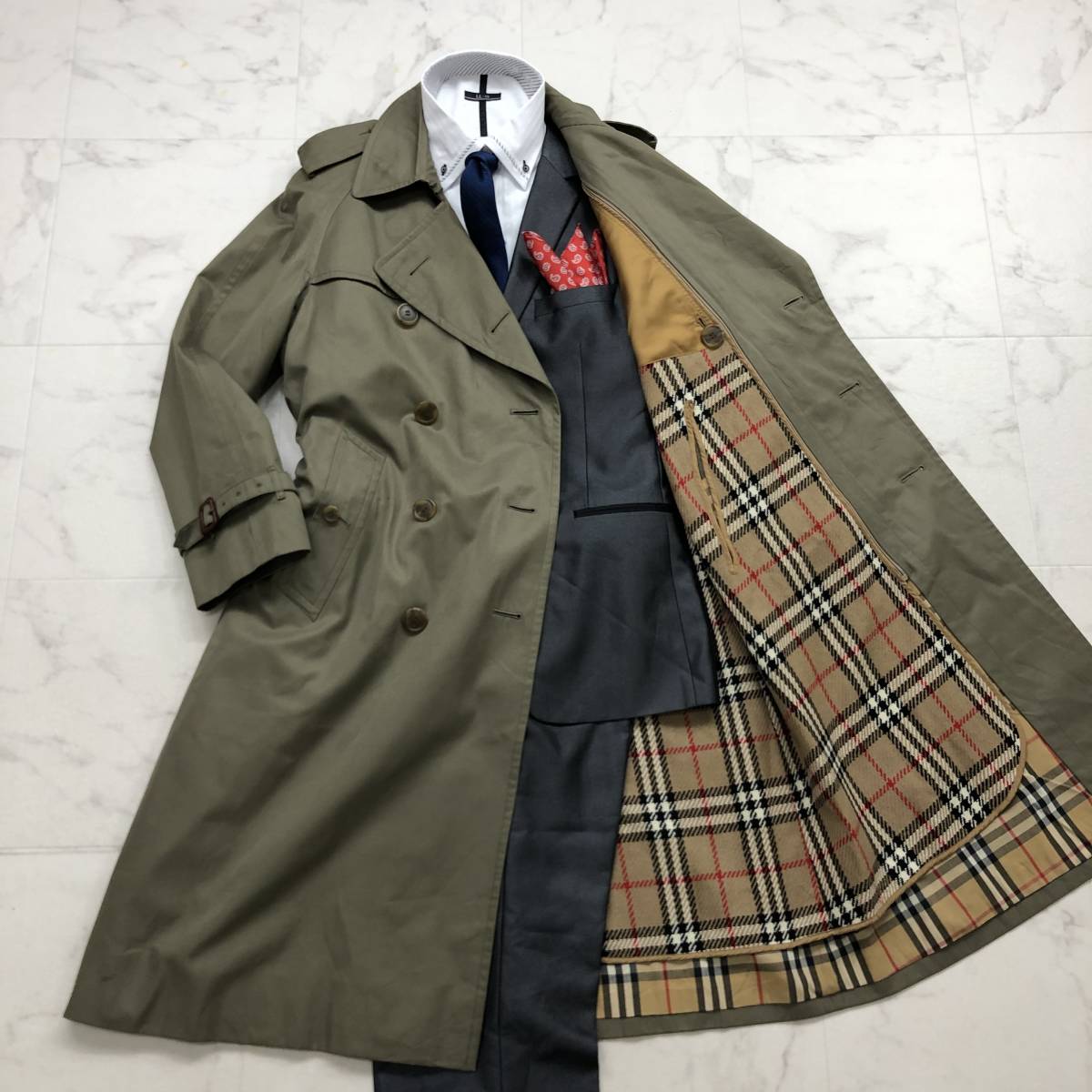 定番ノバチェック☆バーバリー【BURBERRYS】トレンチコート メンズ L
