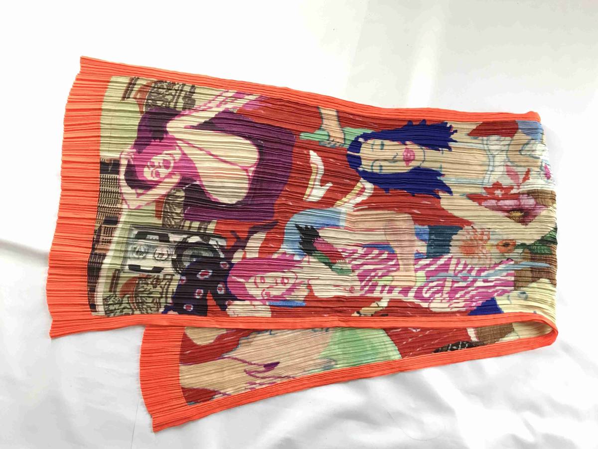 1円 美品 プリーツ プリーズ LOVE SONGS AN 2001 アート スカーフ AQ388