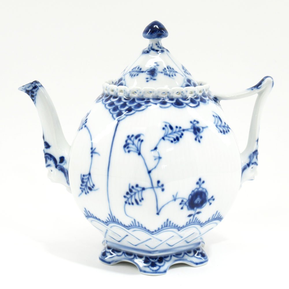 1円～ Royal Copenhagen ロイヤルコペンハーゲン ブルーフルーテッド フルレース ティーポット 顔付き ロイコペ 食器 45-1726928【O商品】