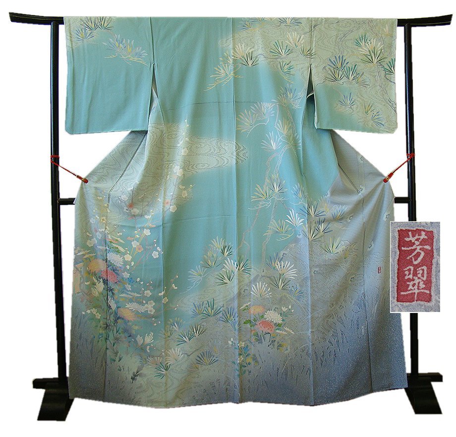 時代屋 裄68.2cm 作家物 極上一越地 たたき染 本加工染