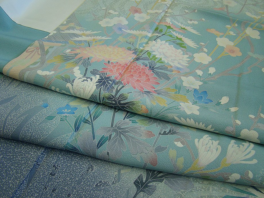 時代屋 裄68.2cm 作家物 極上一越地 たたき染 本加工染