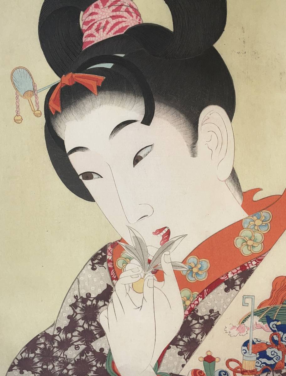 AKa7049 江戸鍬形紹真筆 野代柳湖刻 版画 掛軸 歴史貴重資料 高まり