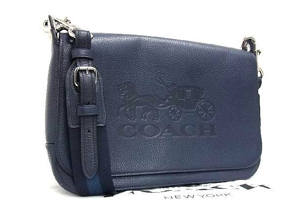 1円 ■極美品■ COACH コーチ 72703 レザー ショルダー メッセンジャーバッグ 斜め掛け メンズ ネイビー系 AG3948JN